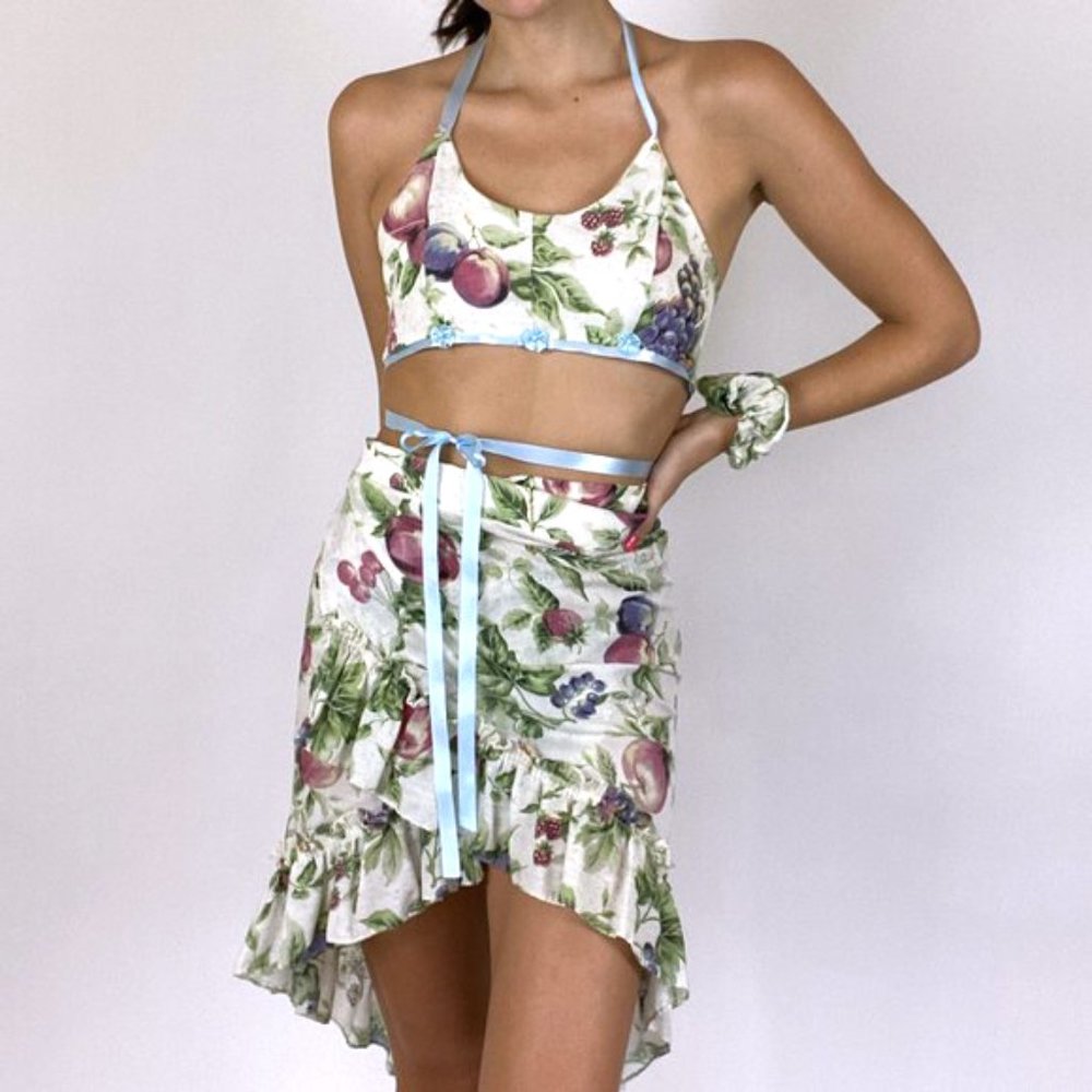 Vintage Boho Floral Skirt Scrunchie Summer Set - Picture 7 of 13